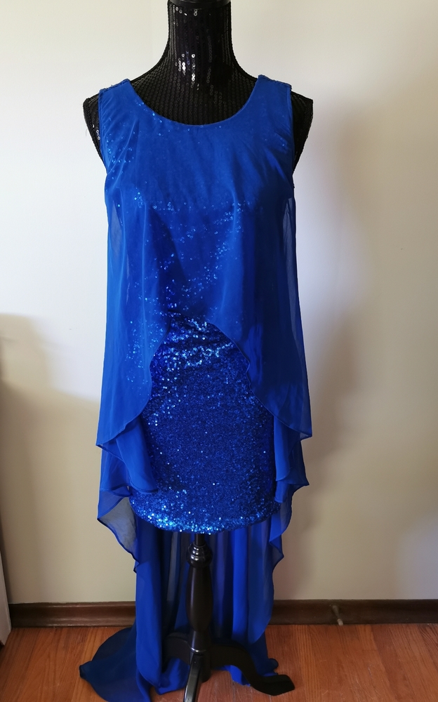Do & Be Blue Sequence Sheer Overlay Dress Size L
